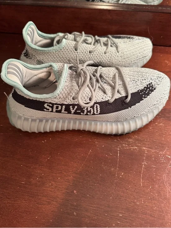Light Mint & Black Yeezy Sneakers with Black Side Stripe - Picture 2 of 5